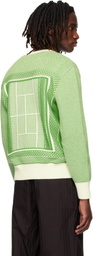Lacoste Green Tennis Court Graphic Jacquard Sweater