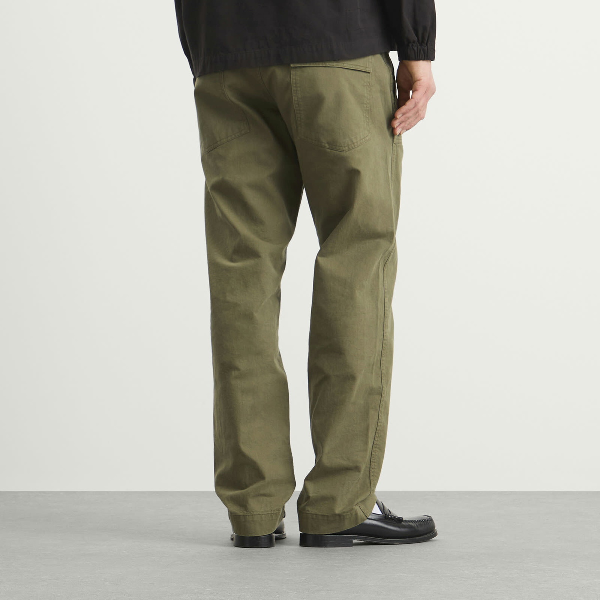 Drake's Men's Twill Fatigue Trousers in Khaki