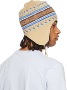 Dime Beige & Blue Alpine Beanie