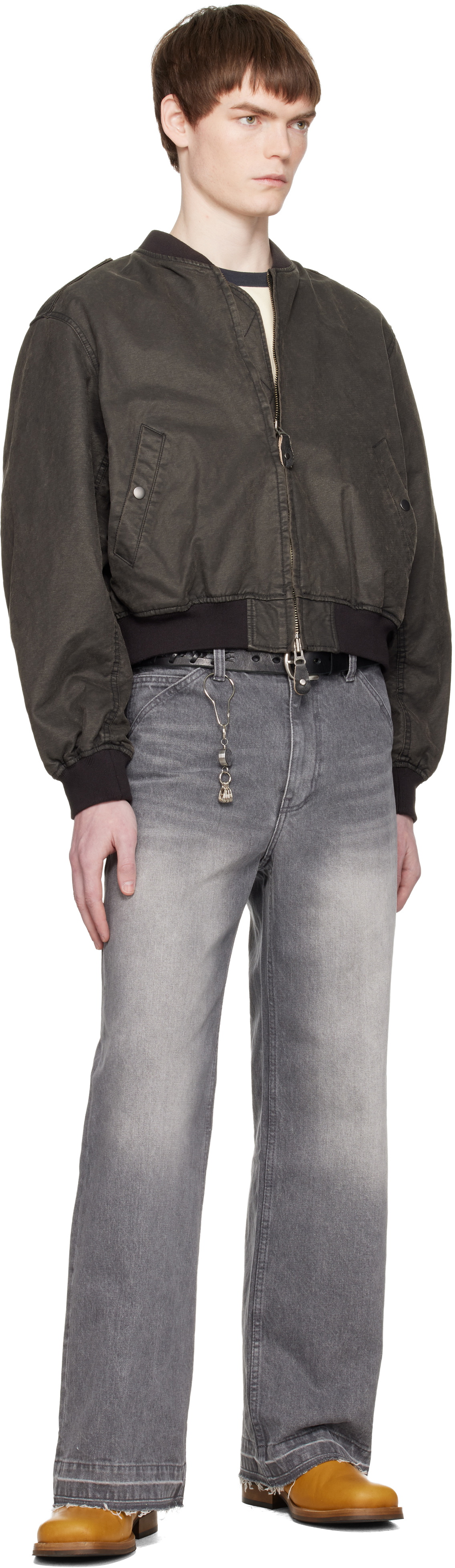 COOR Gray Cut-Off Semi Flare Jeans