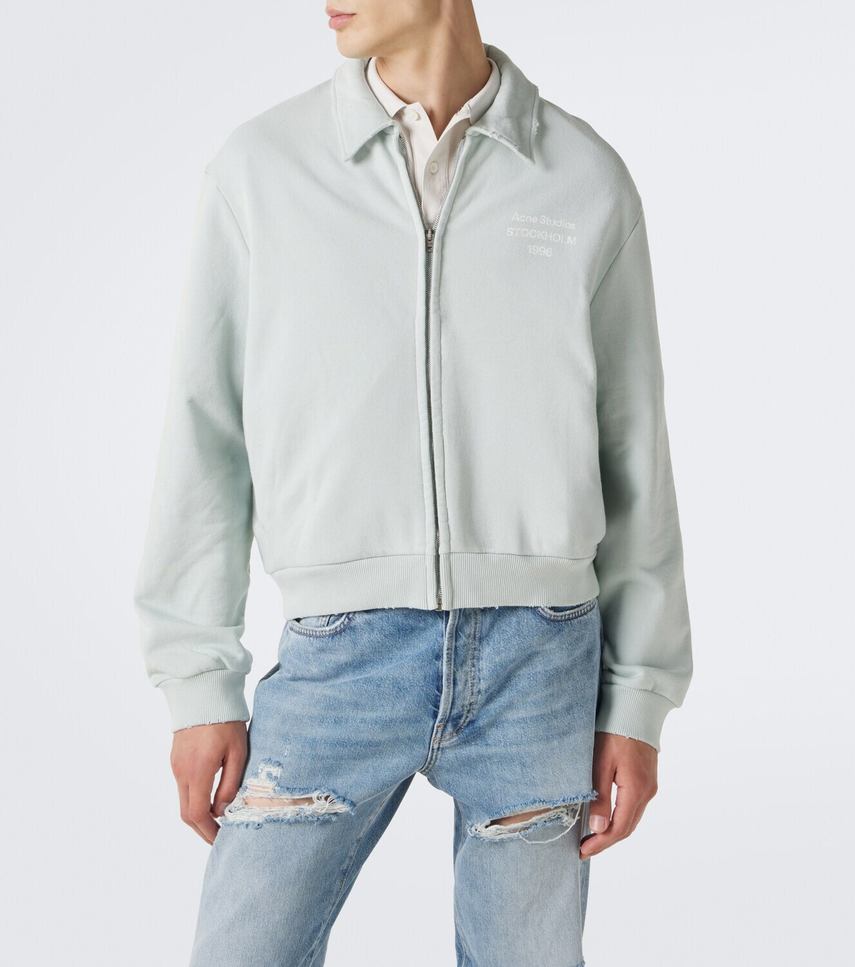 Acne Studios Logo cotton-blend zip-up sweatshirt