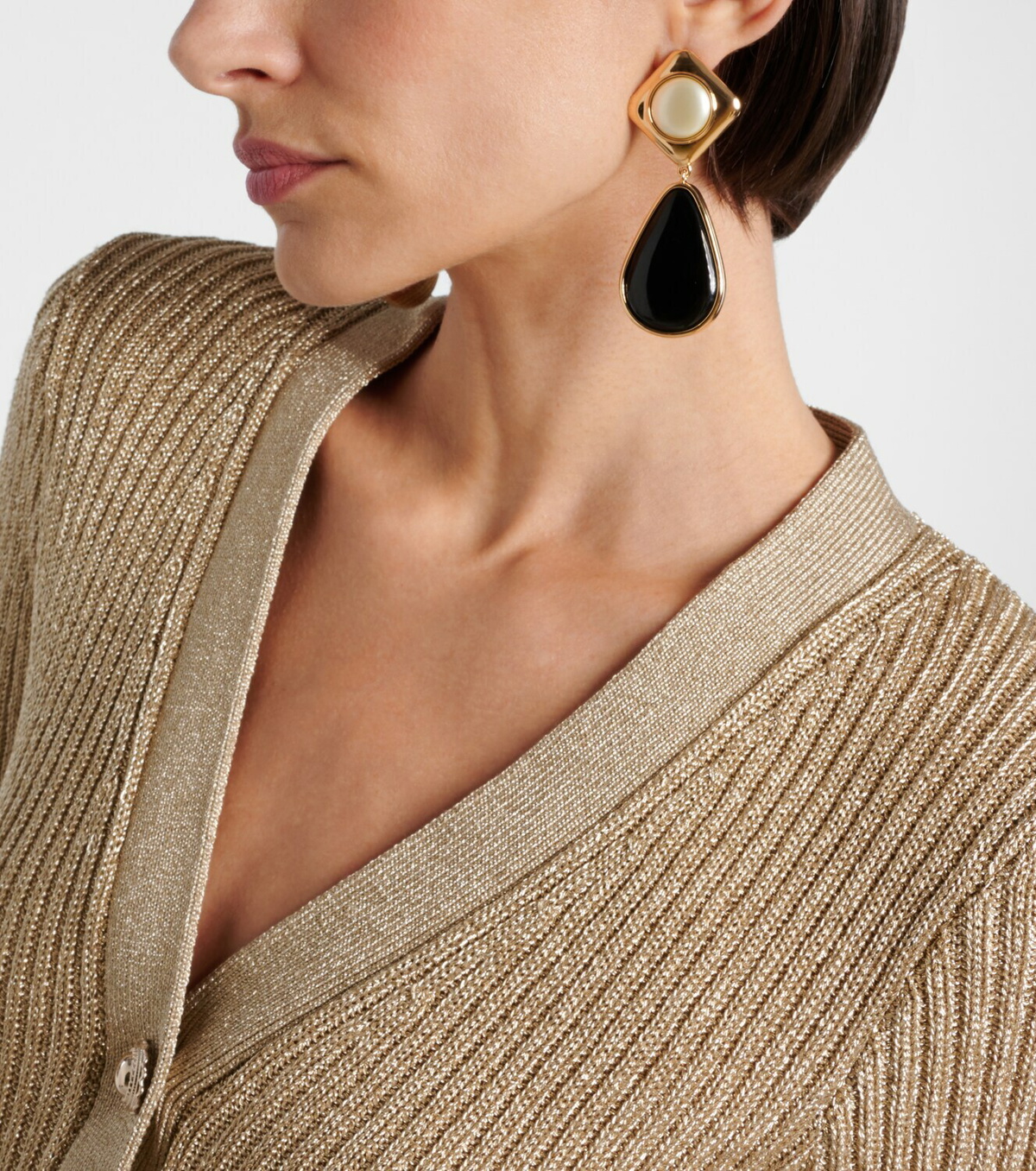 Self-Portrait Gold-plated drop earrings