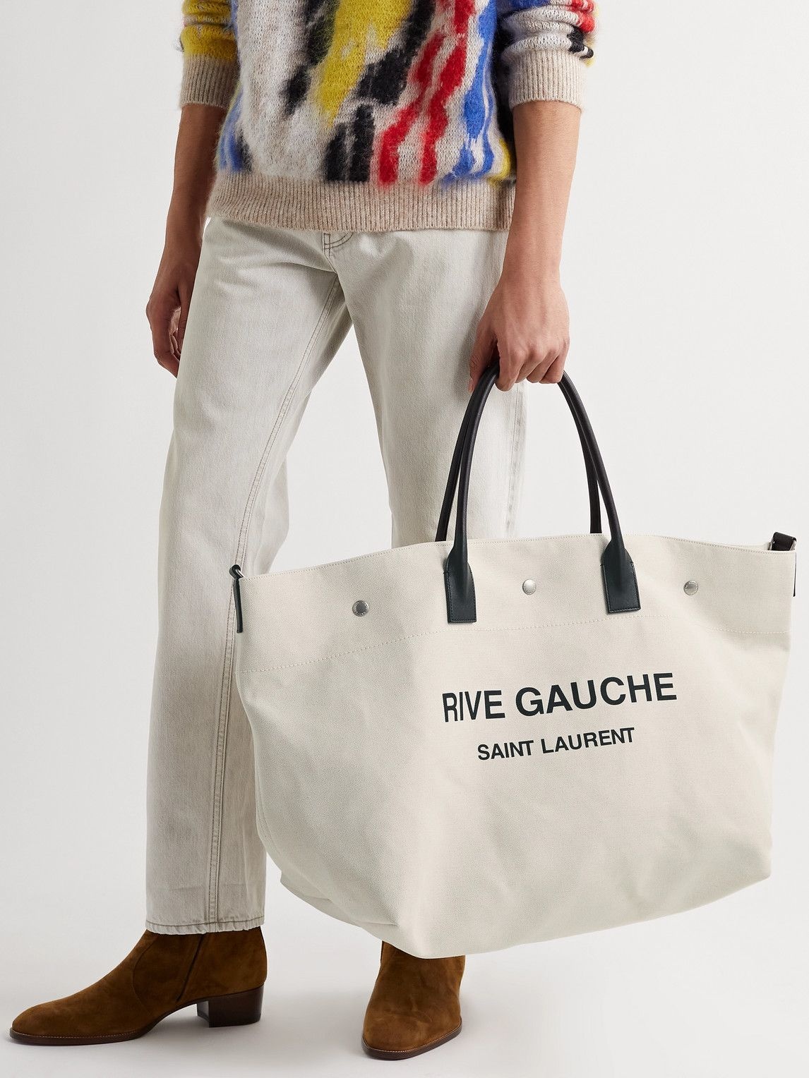 Rive Gauche-print canvas tote bag