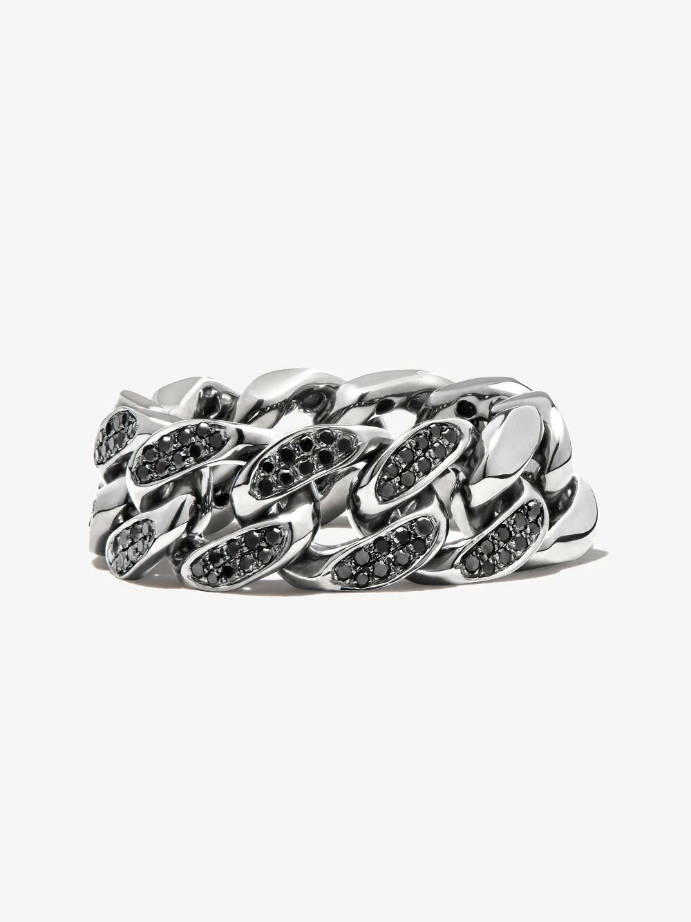 SHAY 18K Black Gold Flat Link Diamond Ring