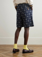 KAPITAL - Dojo Easy Wide-Leg Belted Embroidered Denim Shorts - Blue