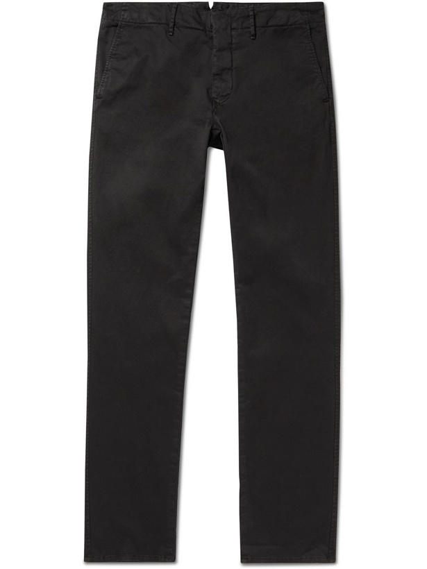 Photo: Incotex - Straight-Leg Cotton-Blend Garbardine Trousers - Black