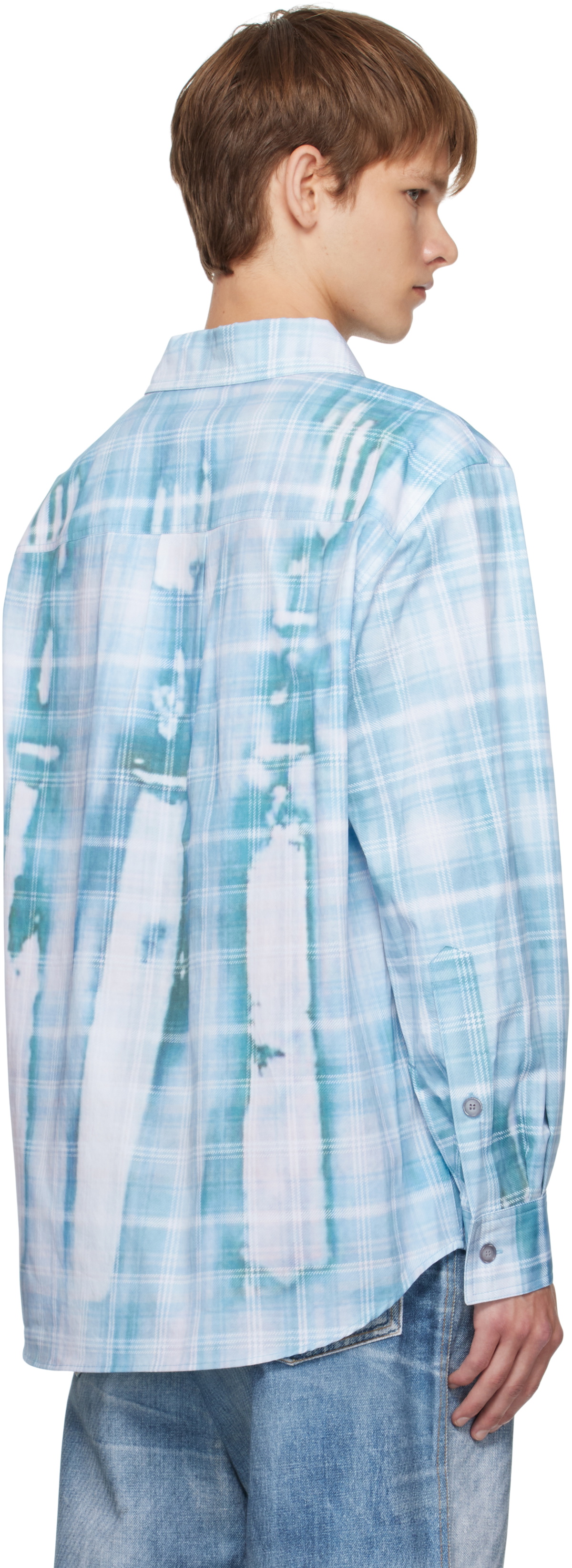 Andersson Bell Blue Trompe L'oeil Printed Check Shirt