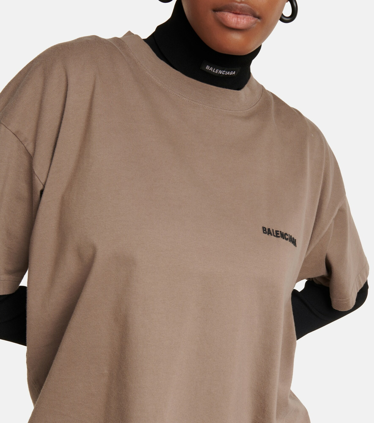 25SS new/BALENCIAGA ロゴコットンTシャツ T-Shirt Brown Balenciaga Cotton Jersey T-Shirt - Brown | Editorialist
