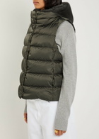 Herno Quilted Hooded Shell and Faux fur Gilet Dark Grey