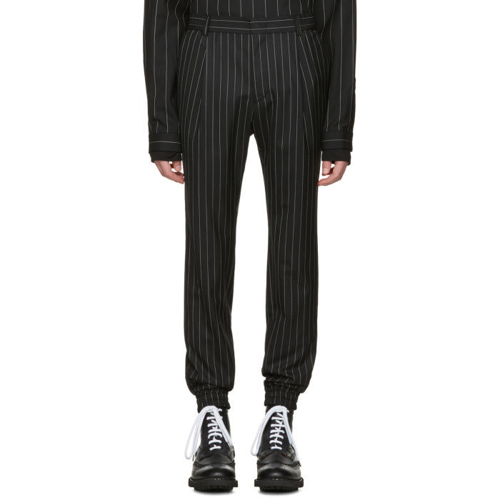 Photo: Juun.J Black Pinstripe Cuff Trousers