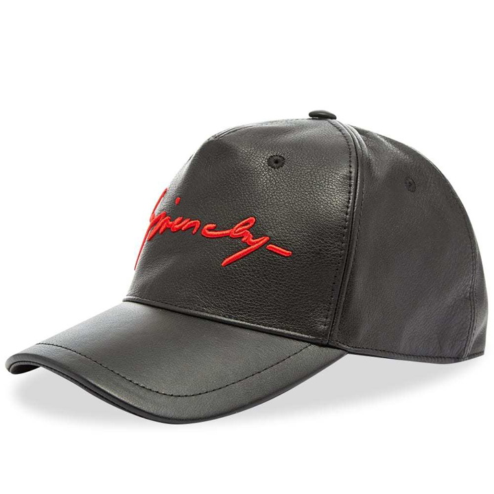 Photo: Givenchy Signature Logo Leather Cap Black & Red