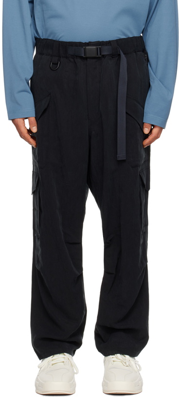 Photo: Y-3 Black Wide-Leg Cargo Pants