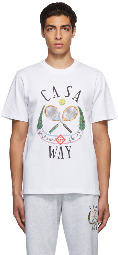 Photo: Casablanca White 'Casaway Tennis' Print T-Shirt