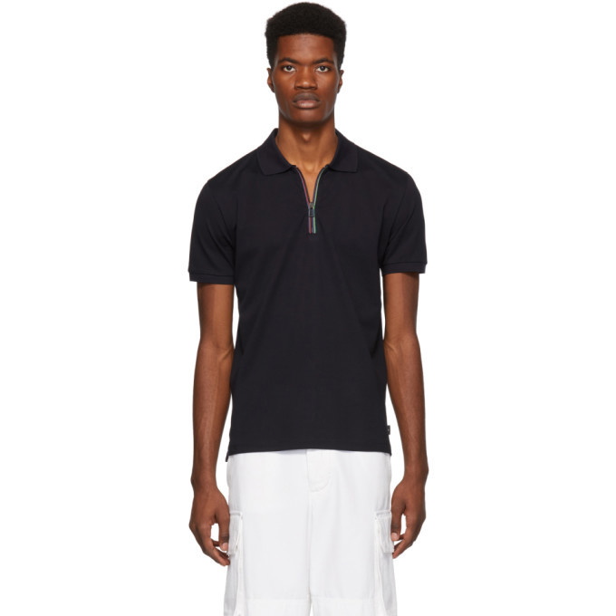 Photo: PS by Paul Smith Navy Cycle Stripe Zip Polo