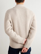 TOM FORD - Shawl-Collar Ribbed Cashmere and Silk-Blend Cardigan - Neutrals