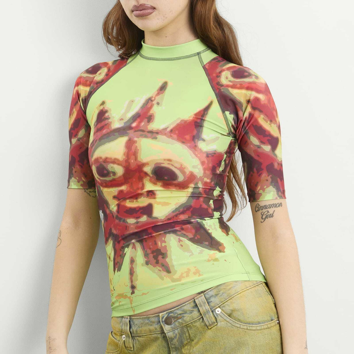 Paolina Russo Women's Short Sleeve Rash Guard in Chartreuse