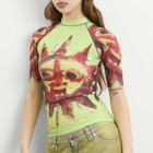 Paolina Russo Women's Short Sleeve Rash Guard in Chartreuse