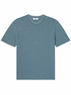 Mr P. - Striped Cotton and Linen-Blend T-Shirt - Blue