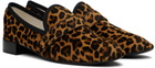 Repetto Tan & Black Michael Animal Print Rubber Sole Loafers