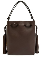 Valentino Drawstring Tassel-embellished Leather Shoulder bag - Dark Brown - One Size