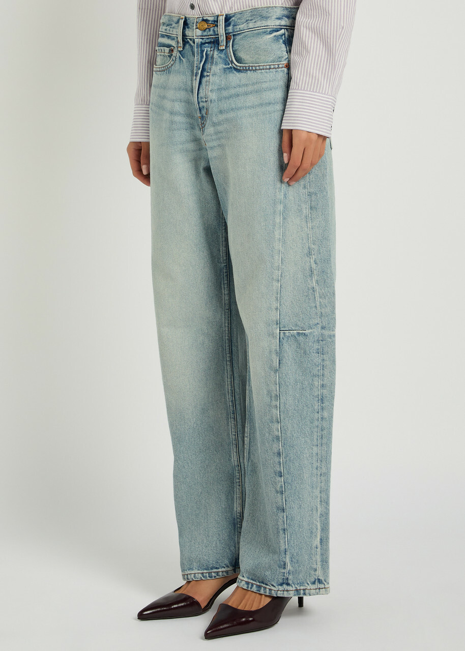 B Sides Slim Lasso Structured Barrel-leg Jeans Blue