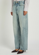 B Sides Slim Lasso Structured Barrel-leg Jeans Blue