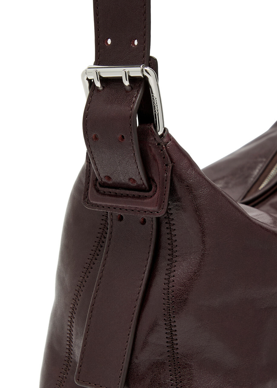 Lemaire Belted Baguette Leather Shoulder bag - Dark Brown - One Size