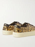 SAINT LAURENT - Venice Leopard-Print Leather Sneakers - Brown