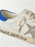 Golden Goose - Super-Star Distressed Printed Suede-Trimmed Leather Sneakers - White