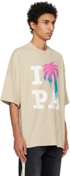 Palm Angels Beige 'I Love PA' T-Shirt