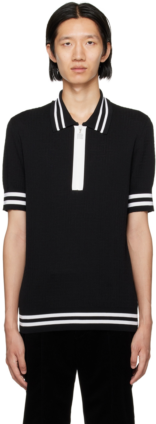 Balmain Black Half-Zip Polo Balmain