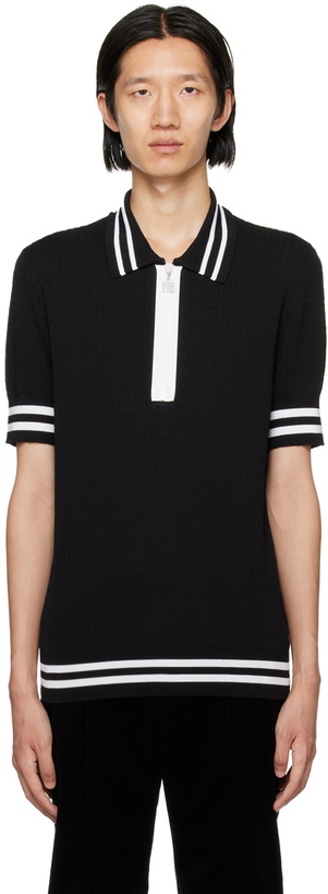 Photo: Balmain Black Half-Zip Polo