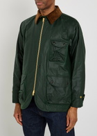 Drake's Patch Pocket Waxed Quilted Jacket Dark Green