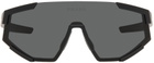 Prada Eyewear Black Linea Rossa Shield Sunglasses