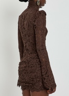 DE LA Vali Bodita Rose-appliquéd Guipure Lace Mini Dress Brown