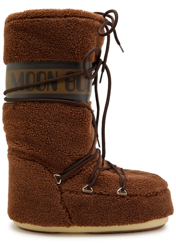Photo: Moon Boot Icon Fleece Mid-calf Snow Boots Brown 4244 (IT42 44 / UK9