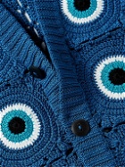 Corridor - Evil Eye Crocheted Pima Cotton Cardigan - Blue