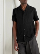 Mr P. - Convertible-Collar Cotton-Seersucker Shirt - Black