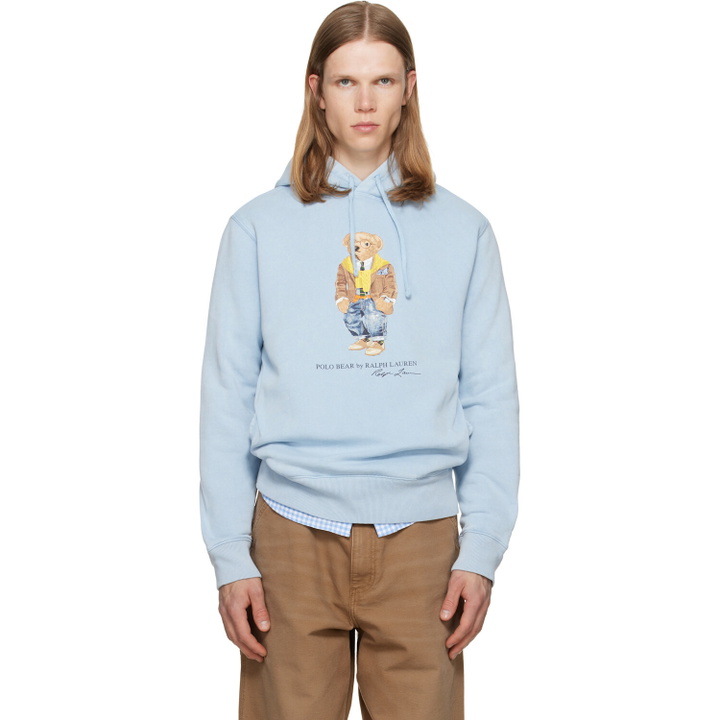 Photo: Polo Ralph Lauren Blue Polo Bear Garment-Dyed Fleece Hoodie