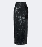 Erdem Floral-appliqué sequined midi skirt