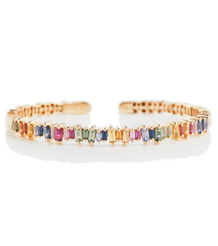 Photo: Suzanne Kalan - Rainbow Fireworks 18kt gold cuff bracelet with sapphires