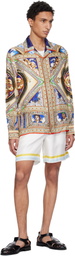 Casablanca White Tennis Landscape Silk Shorts