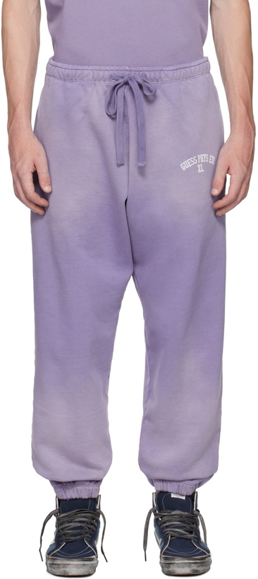 Photo: GUESS USA Purple Printed Sweatpants