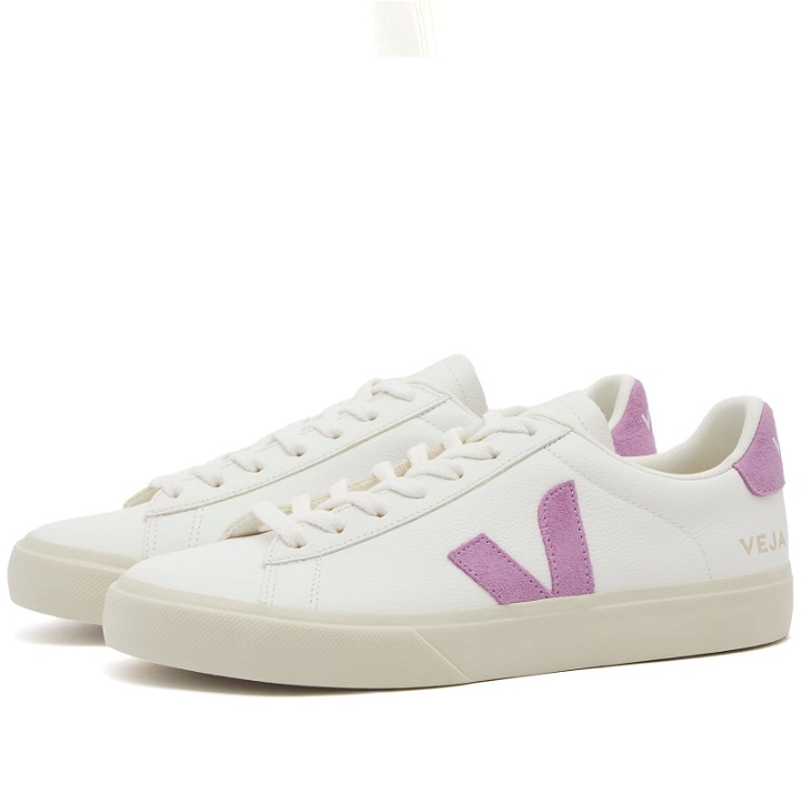 Photo: Veja Womens Women's Campo Sneakers in Extra White/Mulberry