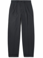 Kaptain Sunshine - Straight-Leg Pleated Cotton-Gabardine Trousers - Blue