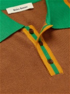 Wales Bonner - Sun Striped Cotton-Jacquard Polo Shirt - Brown