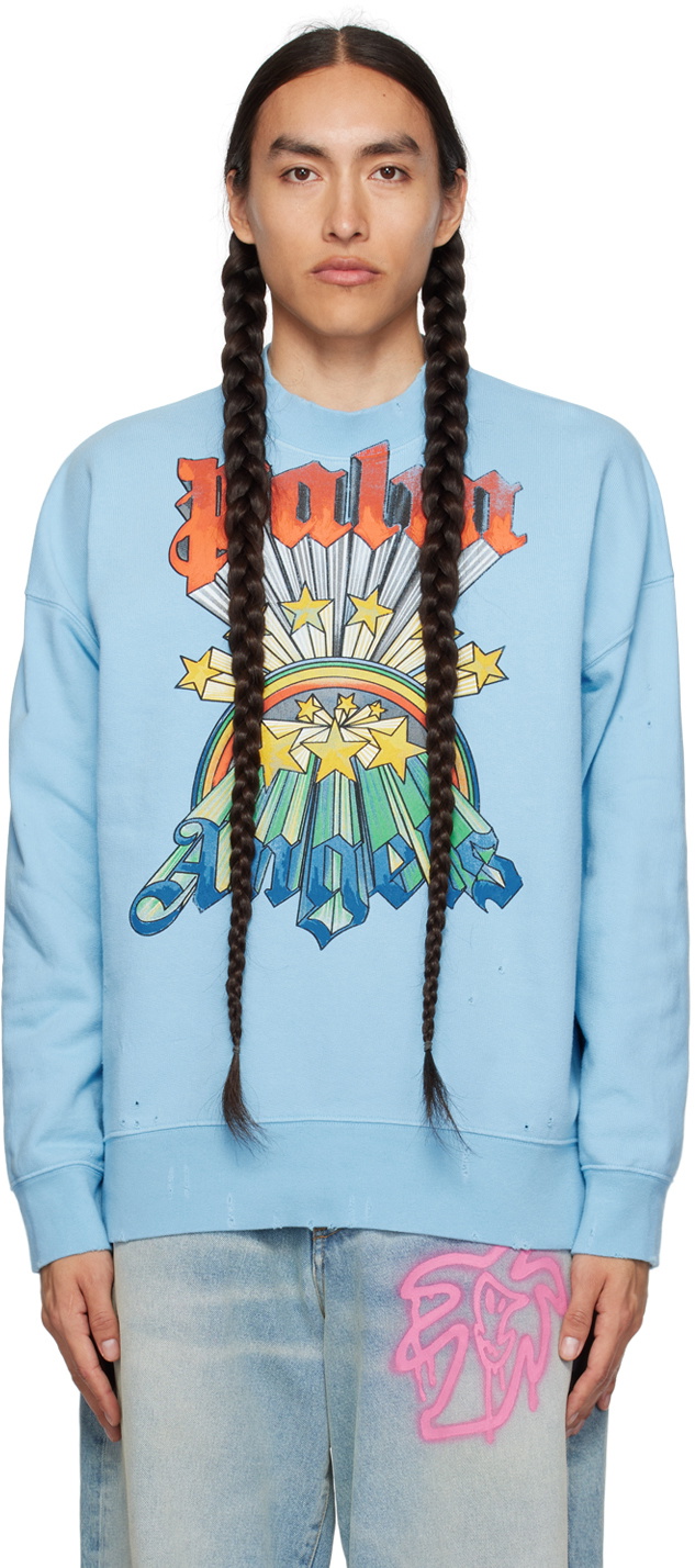 Palm Angels Blue Cotton Sweatshirt