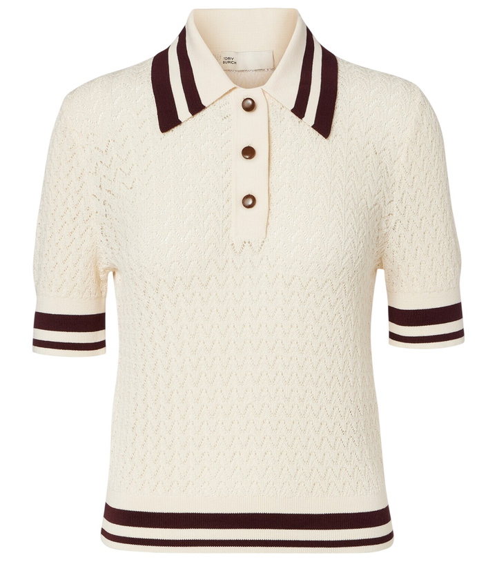 Photo: Tory Burch Cotton pointelle polo shirt