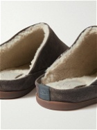 Mulo - Shearling-Lined Suede Slippers - Brown