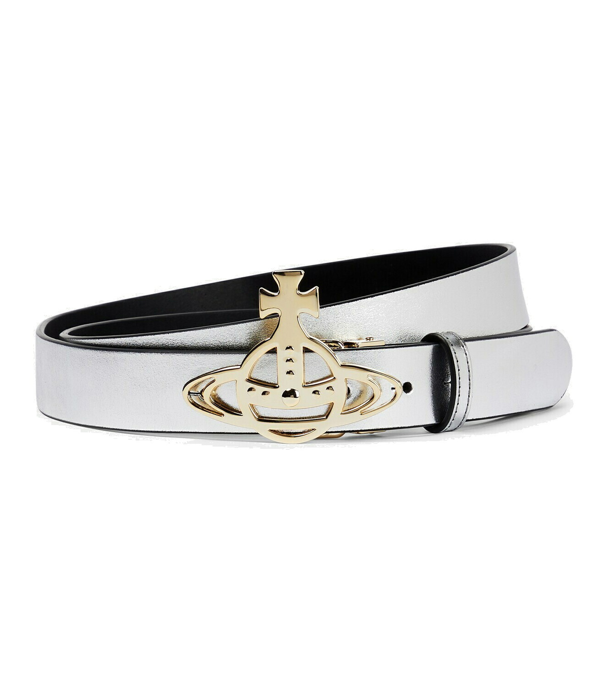 Orb Buckle Leather Belt in Black - Vivienne Westwood